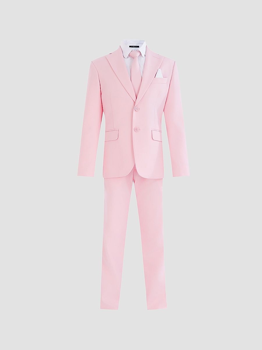Four Piece Suit with Peak Lapel - Pink - Size 16