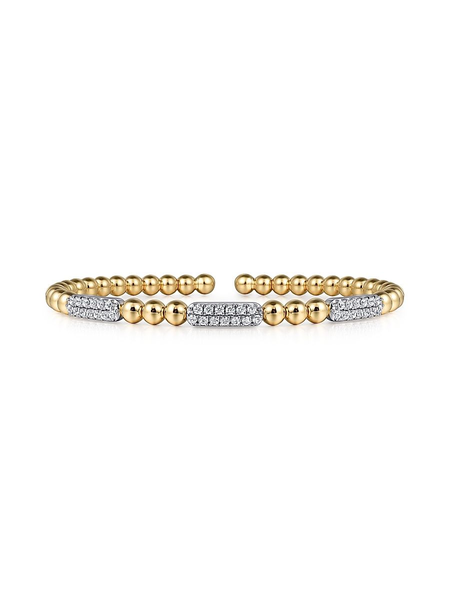 Women's Bujukan 14K White & Yellow Gold & 0.75 TCW Diamond Station Cuff Bracelet - Yellow Gold