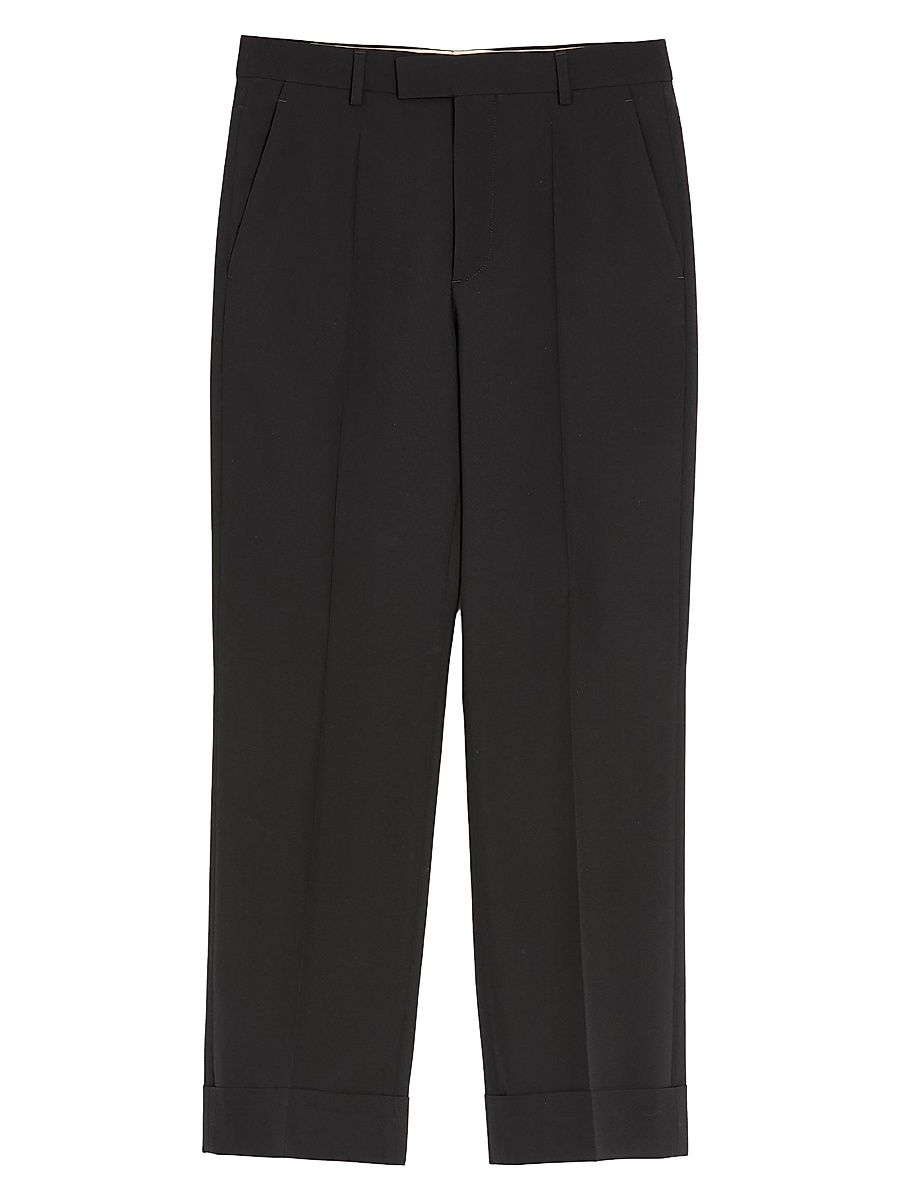 Men's Wool Pants with Cuffs - Black - Size 42