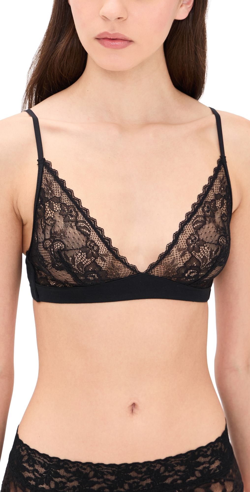 Stripe & Stare Eco Lace Non Pad Triangle Bra Black M