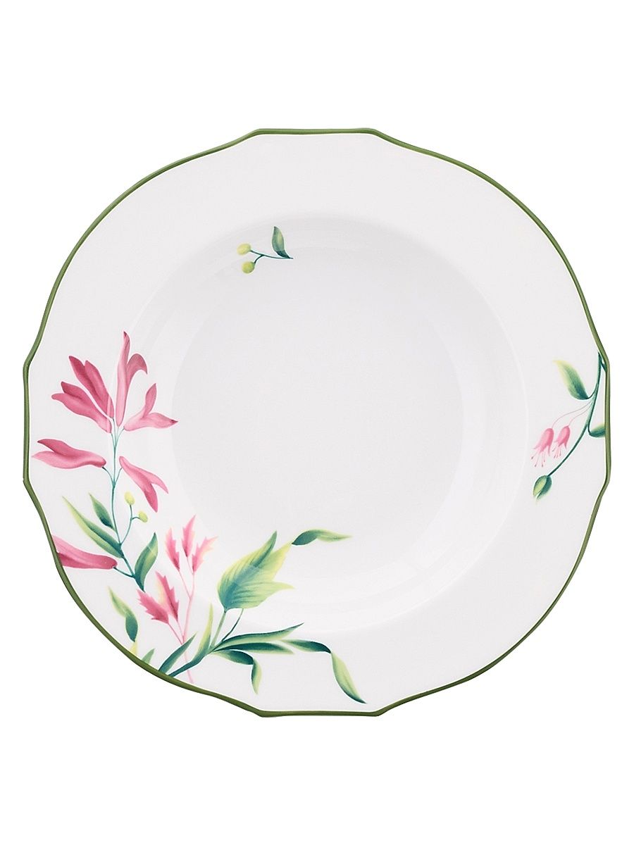 Florenza Porcelain Soup Plate - Pink White