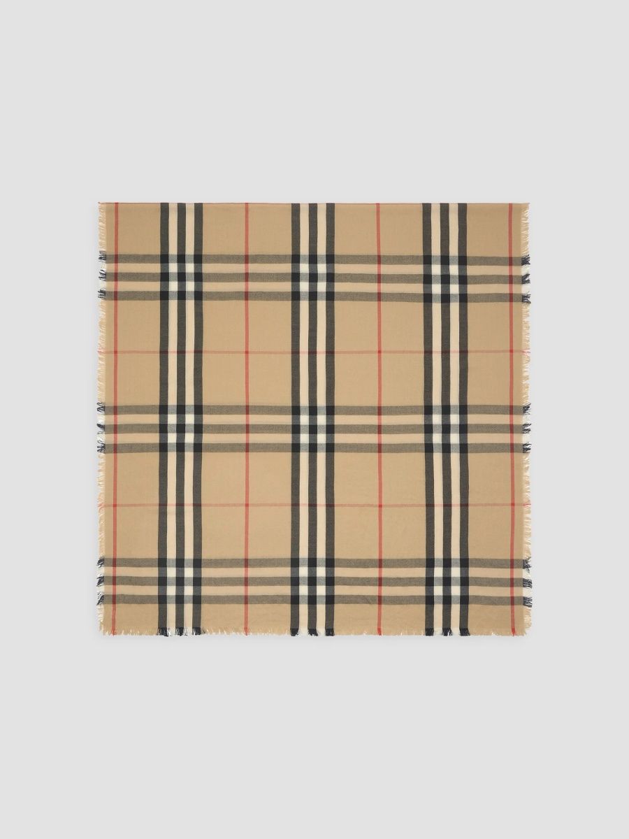 Burberry Women's Archival Check Cashmere Foulard Scarf - Beige