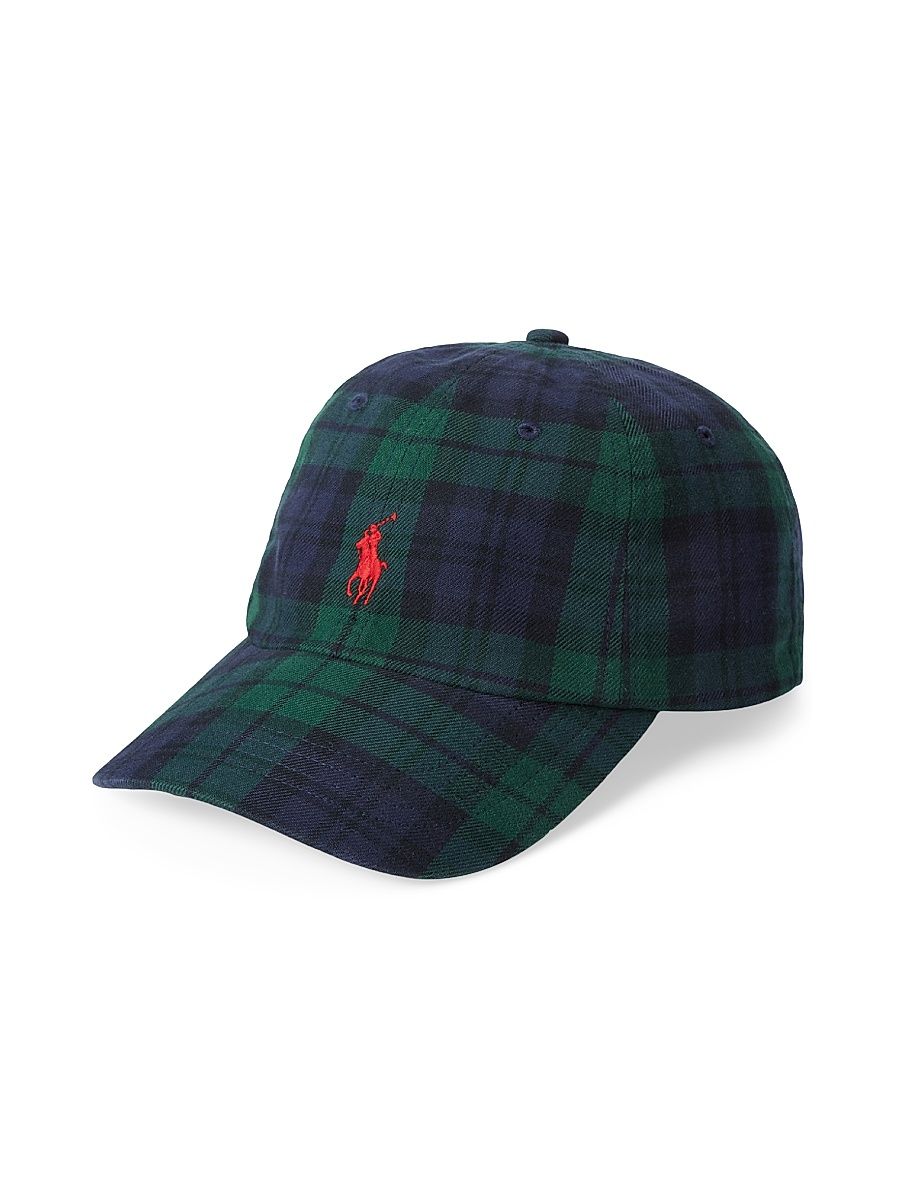 Men's Classic Plaid Baseball Cap - Navy Green Multi
