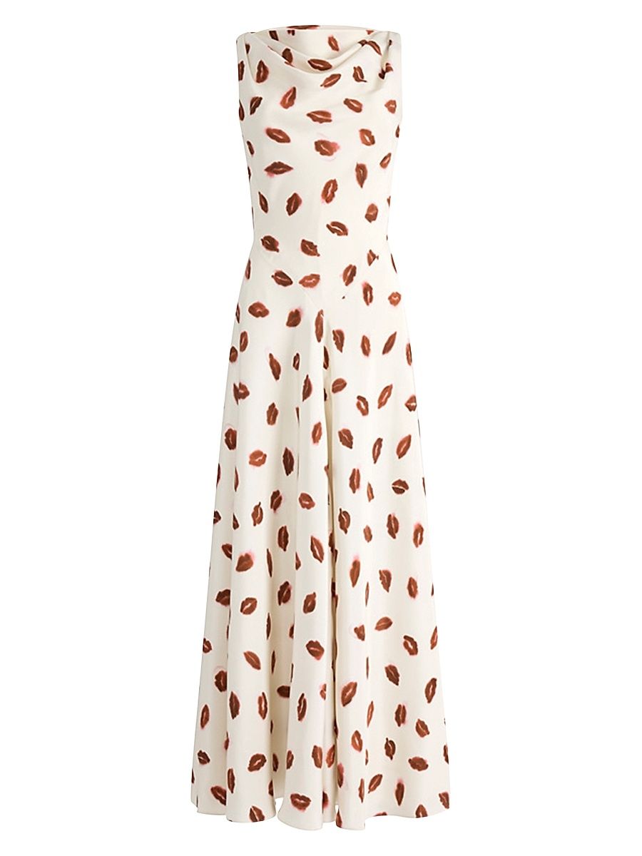 Women's Drina Kiss-Print Maxi Dress - Ivory Kisses - Size 12