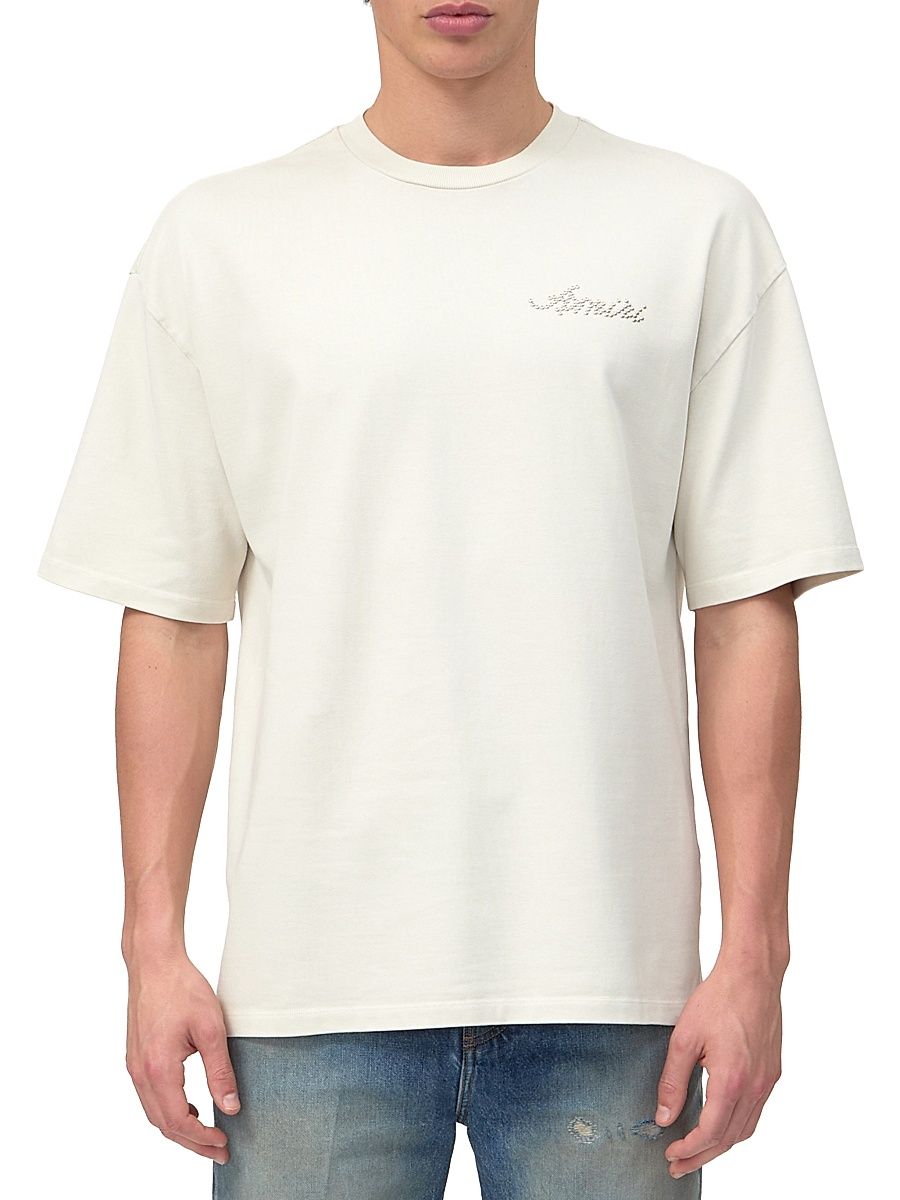 Men's Logo Stud Oversized T-Shirt - Ivory - Size Small