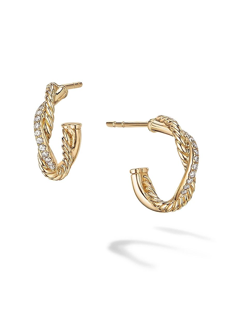 Women's Petite Infinity Huggie Hoop Earrings In 18K Yellow Gold With Diamonds - Gold
