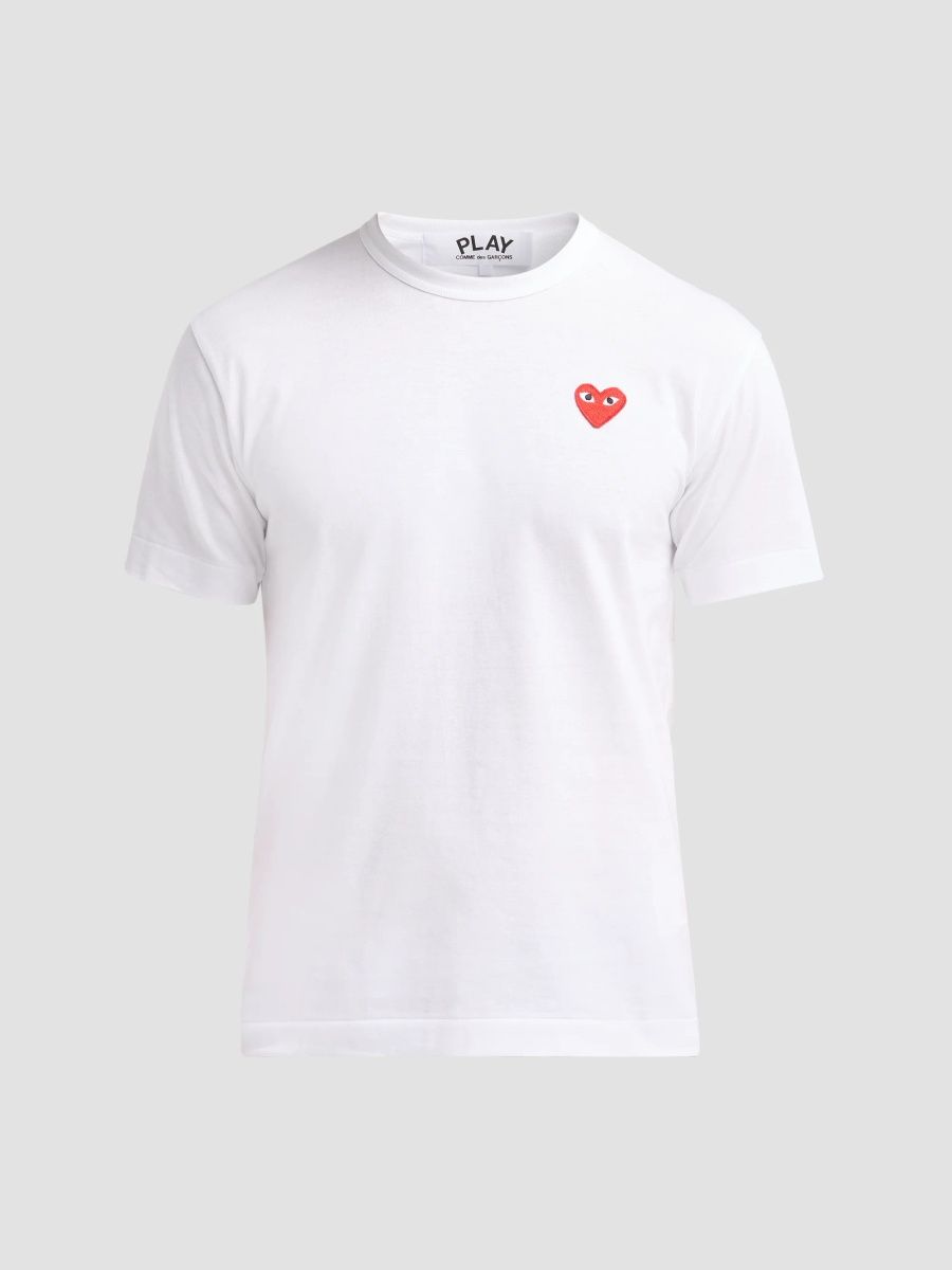 Men Heart Emblem Cotton Crewneck T-Shirt - White - Size XXL