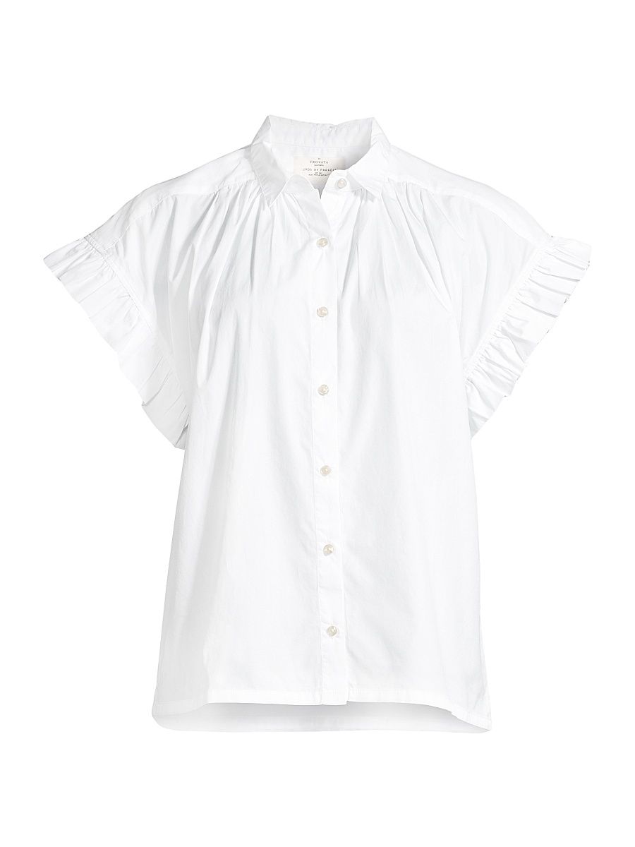 Women's Marianne Ruffle Shirt - White - Size Medium