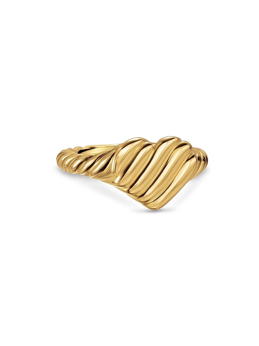 Women's Sculpted Cable Heart Pinky Ring in 18K Yellow Gold, 9MM - Gold - Size 4