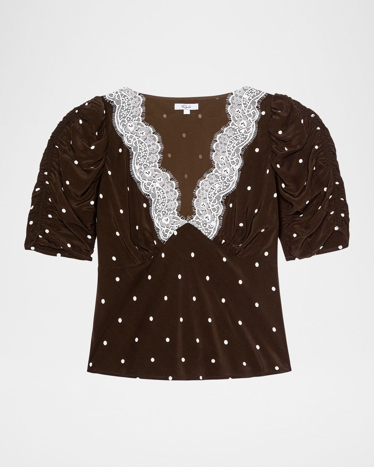 Lazara Lace-Trim Polka Dot Top