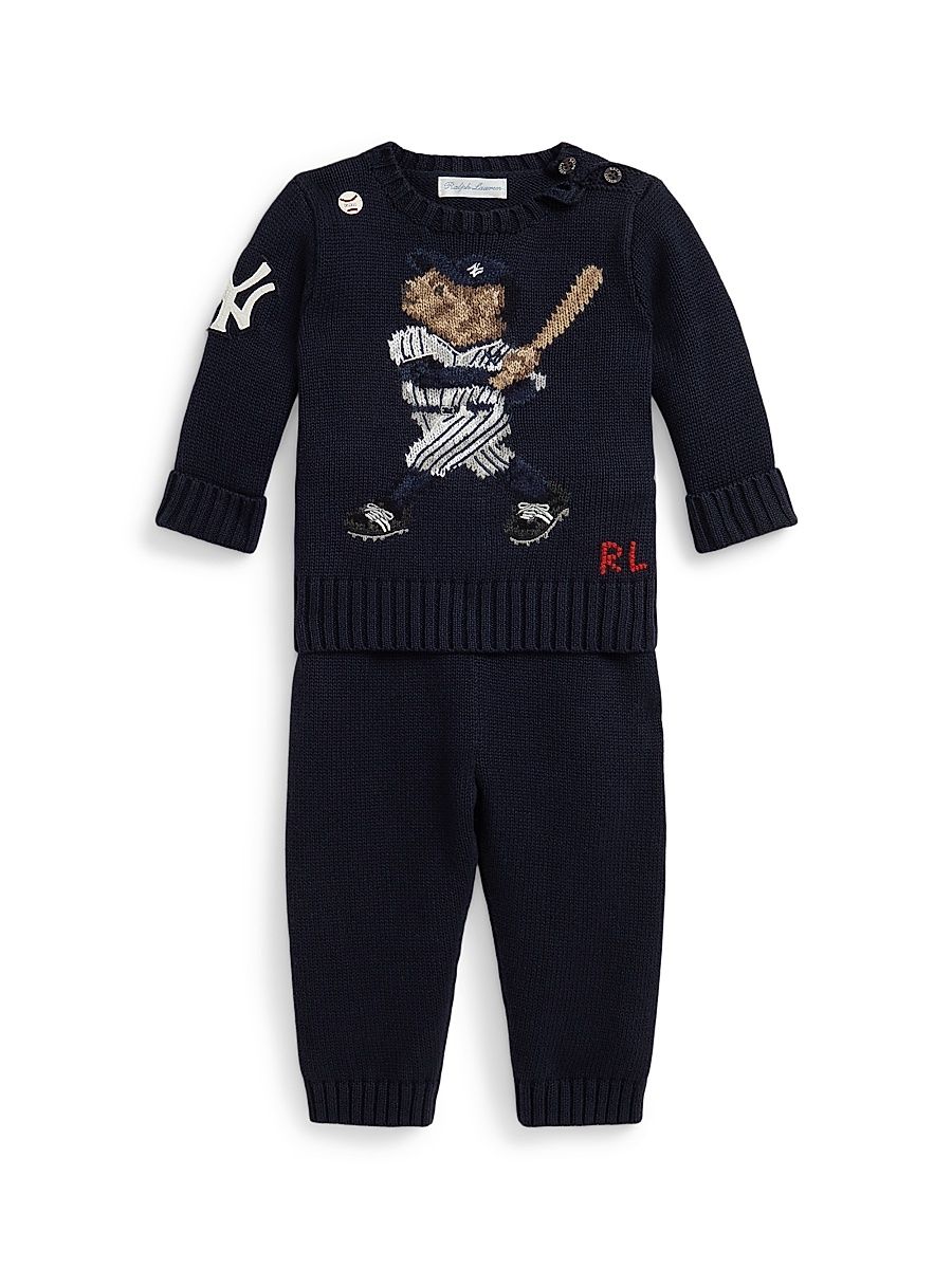 Baby Boy's Yankees Polo Bear Knit Sweater & Pants Set - Rl Navy - Size 9 Months