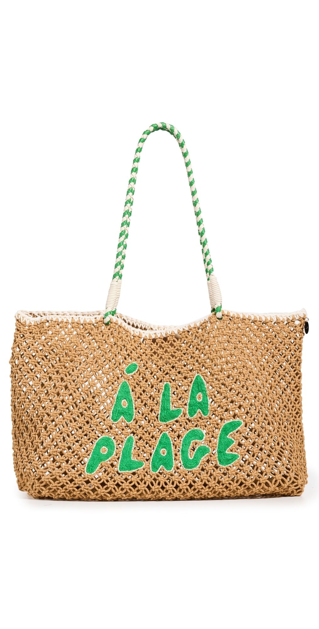 Clare V. L'ete Tote Tan Crochet w/ Green A La Plag One Size