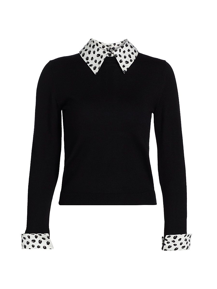 Women's Porla Wool Collared Sweater - Black - Size XL