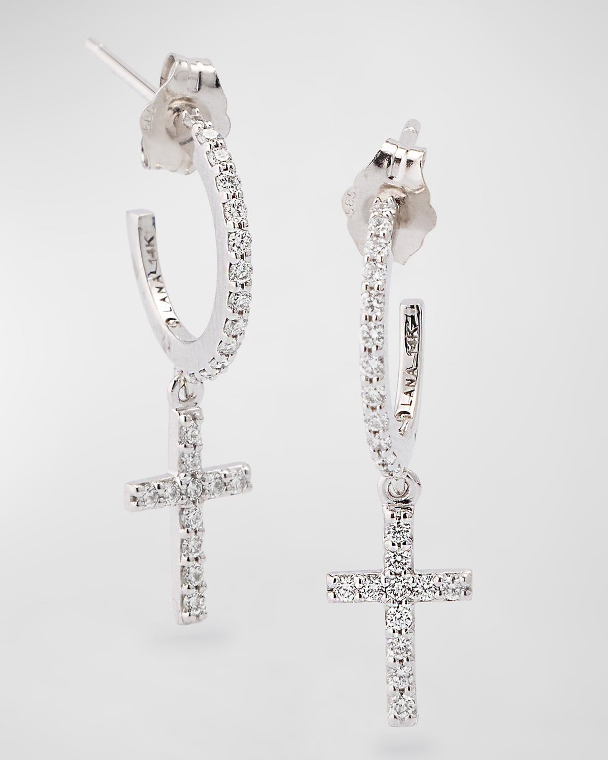 Flawless Dangle Cross Huggie Earrings, 13mm