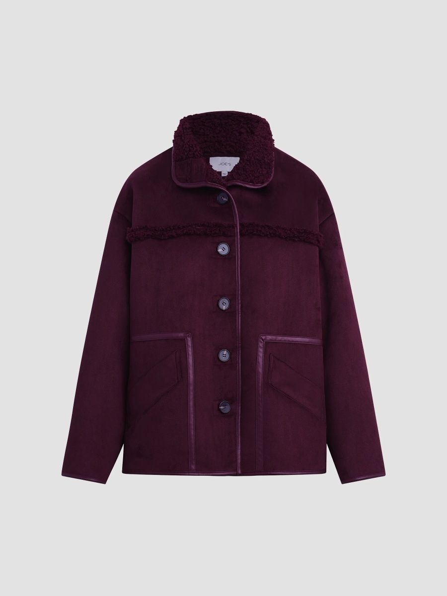 Joe's Jeans Women's The Vegan Shearling Jacket - Fig - Size XS