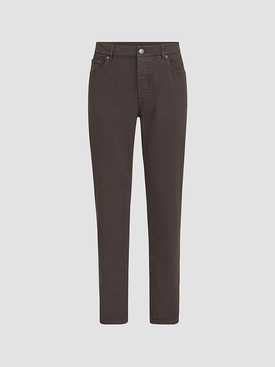 Men's Lightweight Denim Traditional Fit Five-Pocket Jeans - Brown - Size 50
