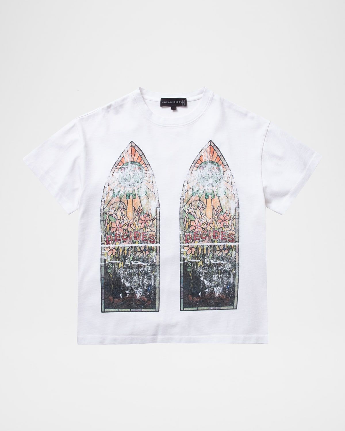 Men & apos;s Faded Stained Glass Printed Cotton T-Shirt