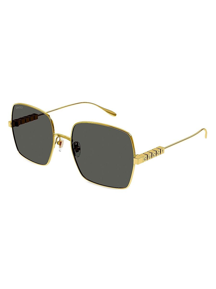 Women's Lettering 57MM Square Sunglasses - Gold Grey