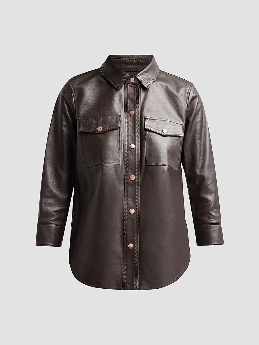 Women's Avina Leather Blouse - Coffee Bean - Size XL