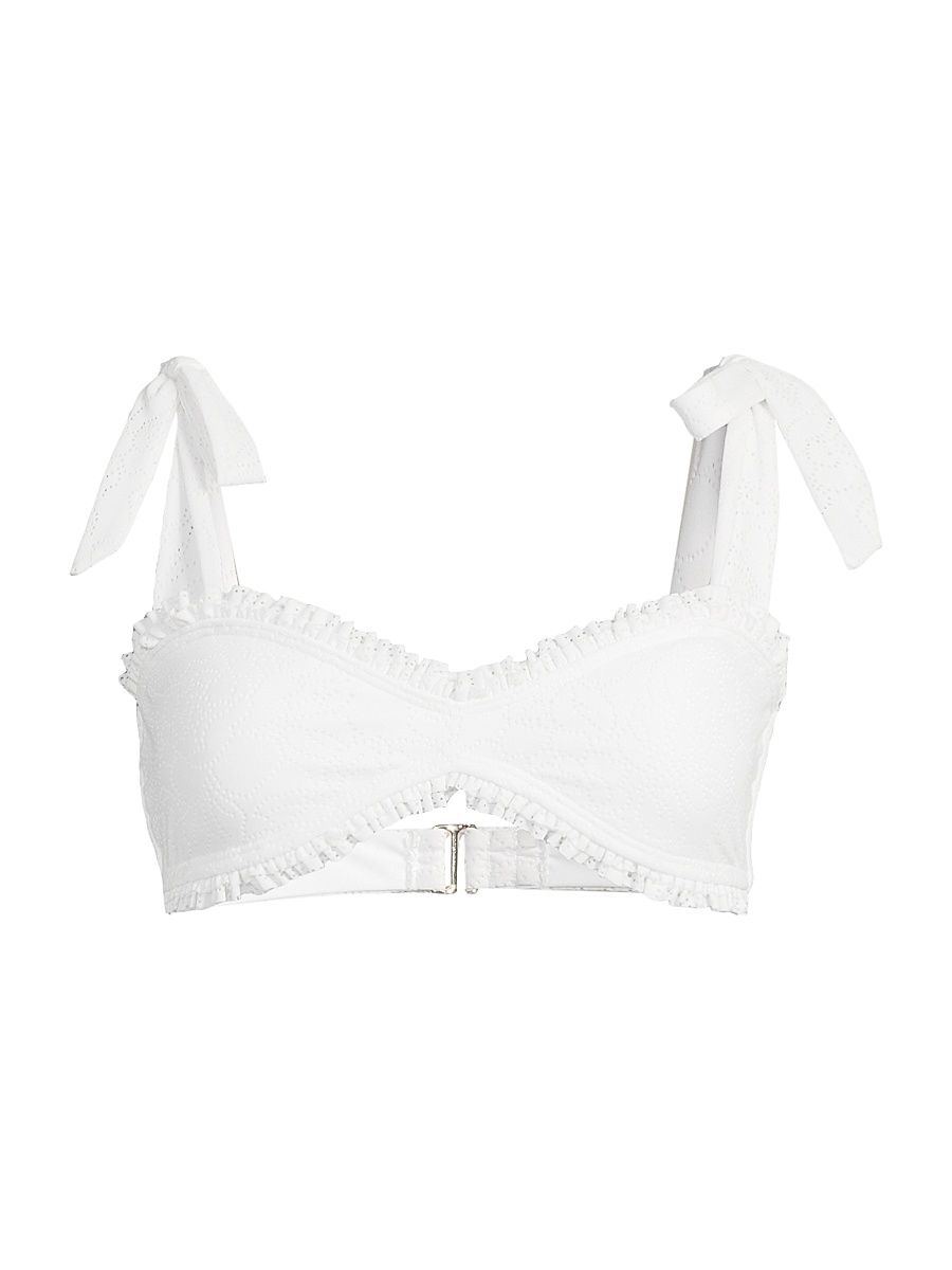 Women's Taryn Eyelet Bikini Top - White - Size XL