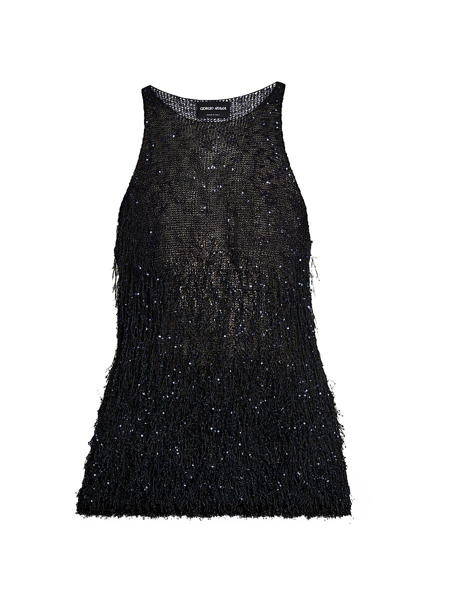 Women's Sequined Knit Sleeveless Blouse - Size 6