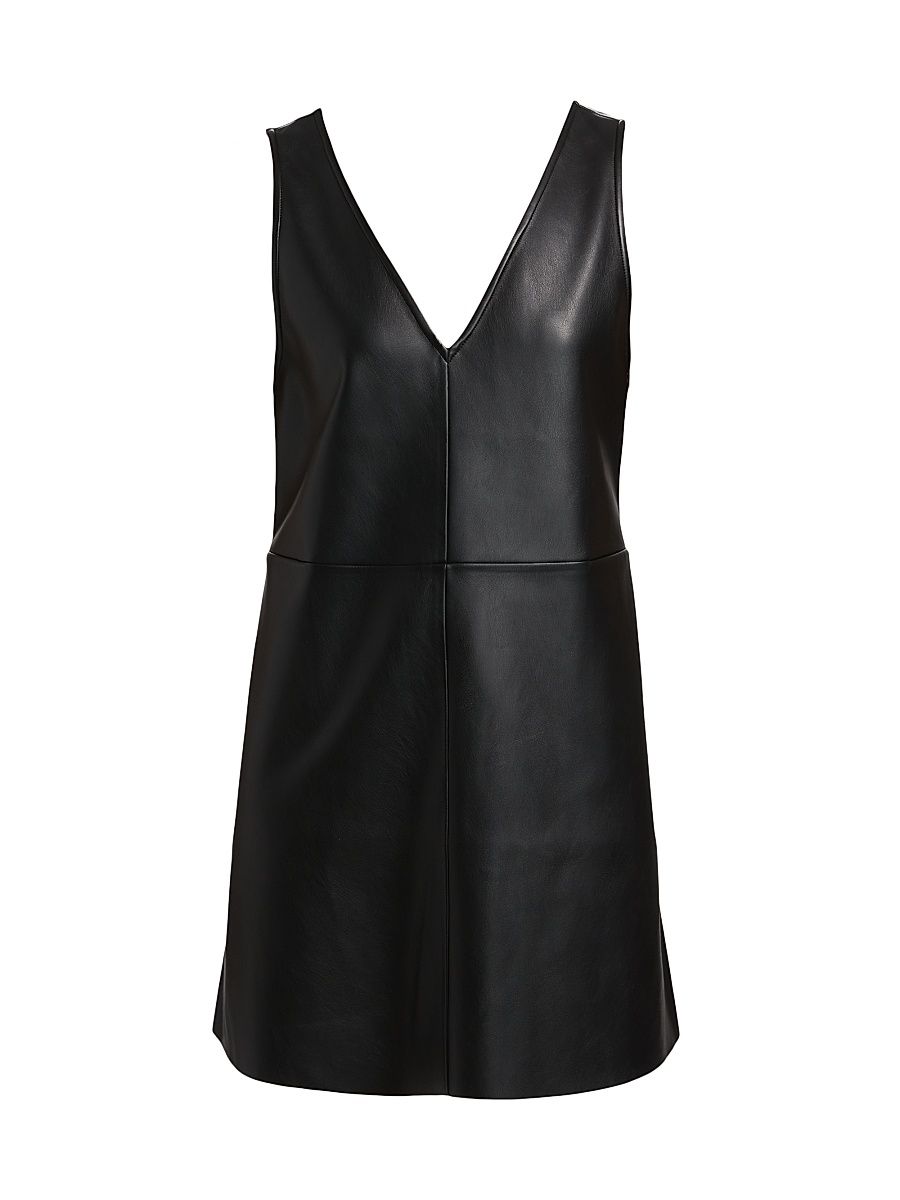 Women's Malia Vegan Leather Shift Minidress - Jet - Size Large
