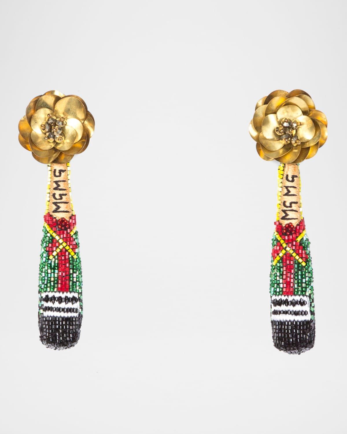 Champagne Beaded Drop Earrings