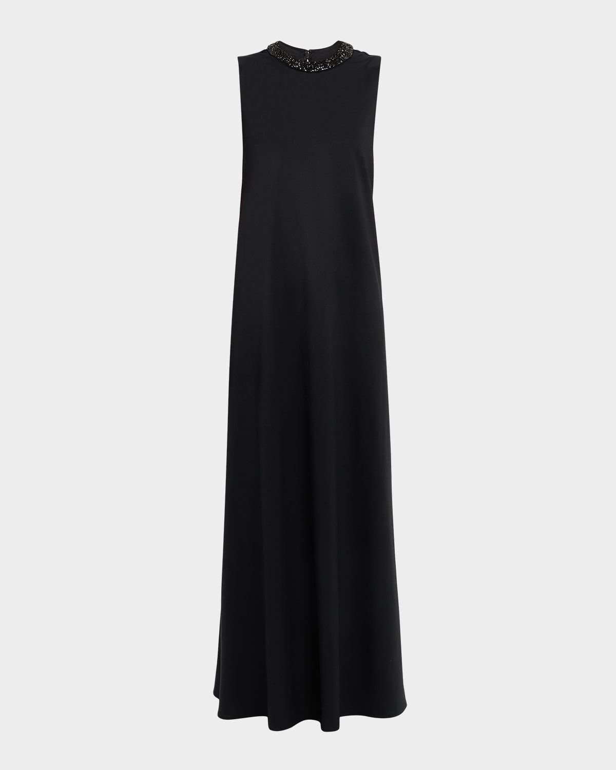 Capitol Dress with Crystal Collar in Silk Finish Twill