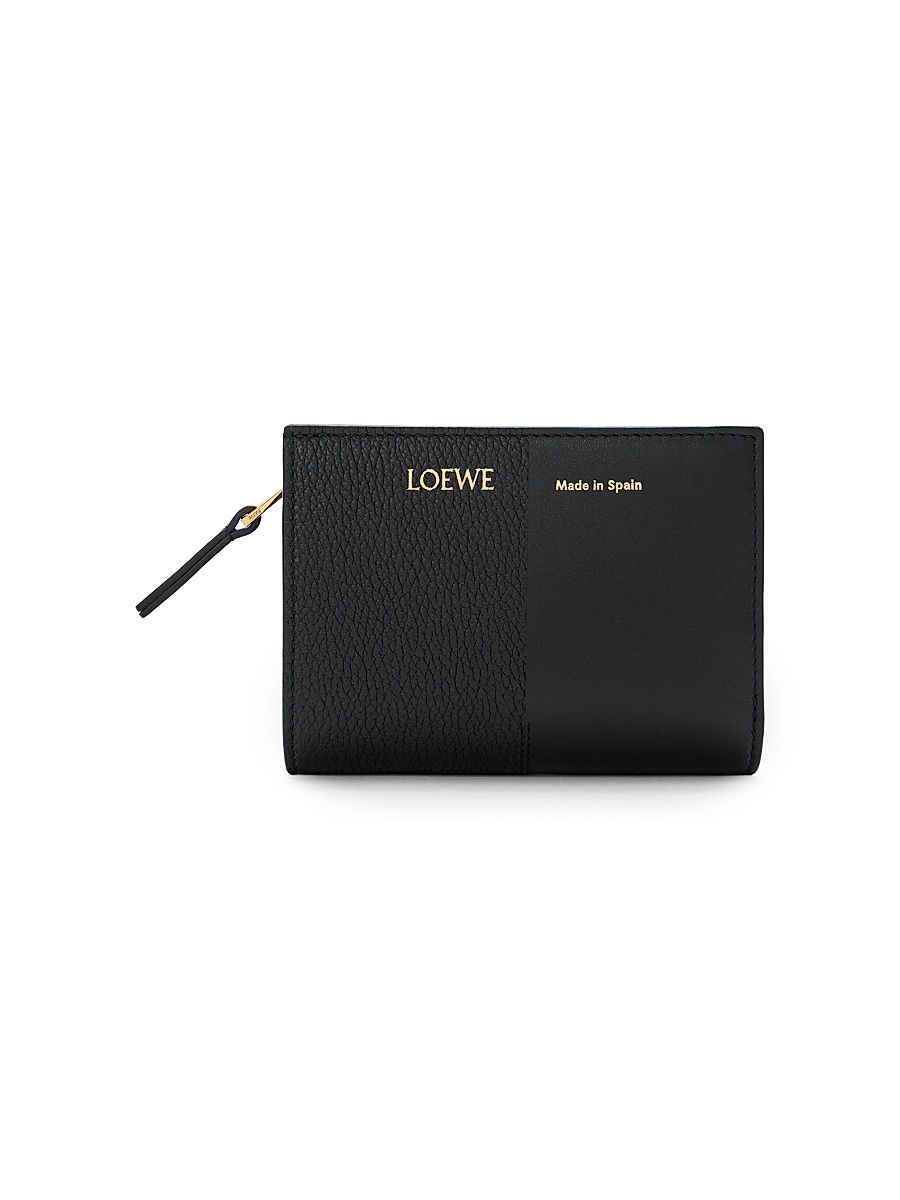 Women's Duet Leather Compact Wallet - Black