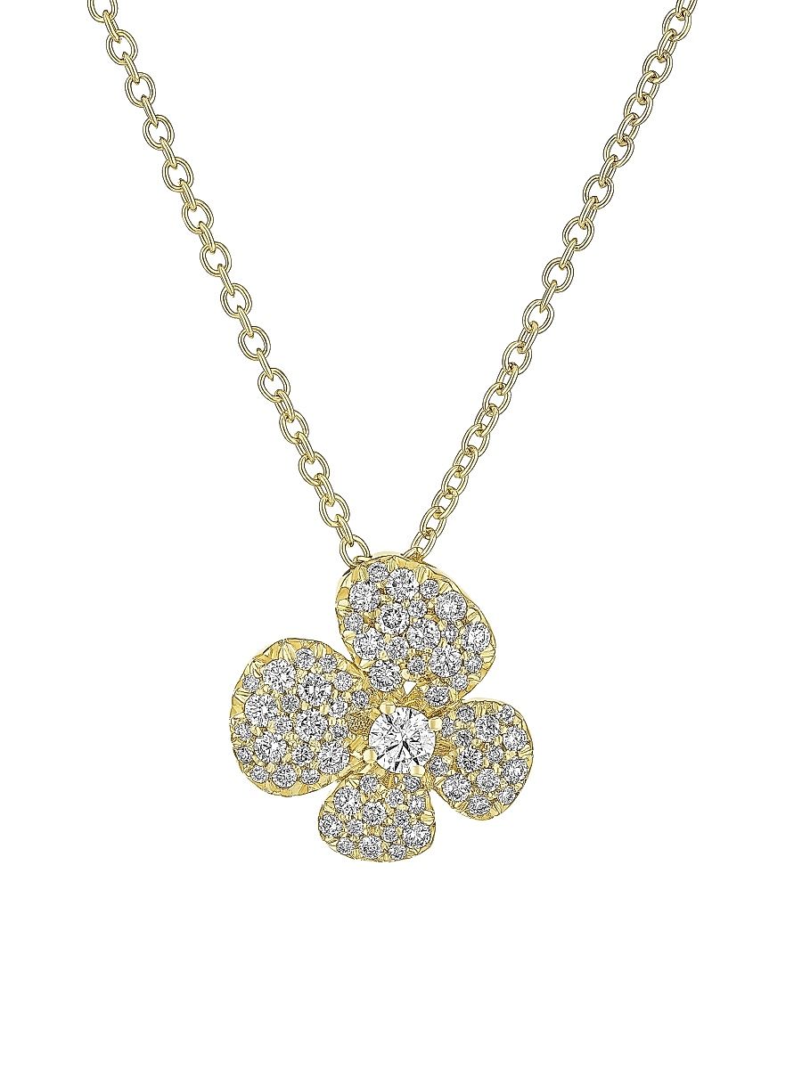 Women's Ischia 18K Yellow Gold & 0.73 TCW Diamond Flower Pendant Necklace - Yellow Gold