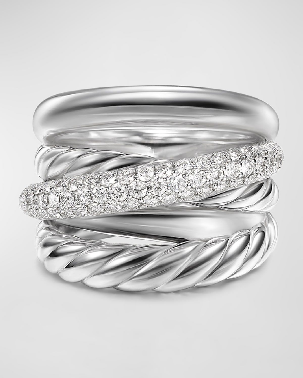 17.5mm Crossover Ring in Silver