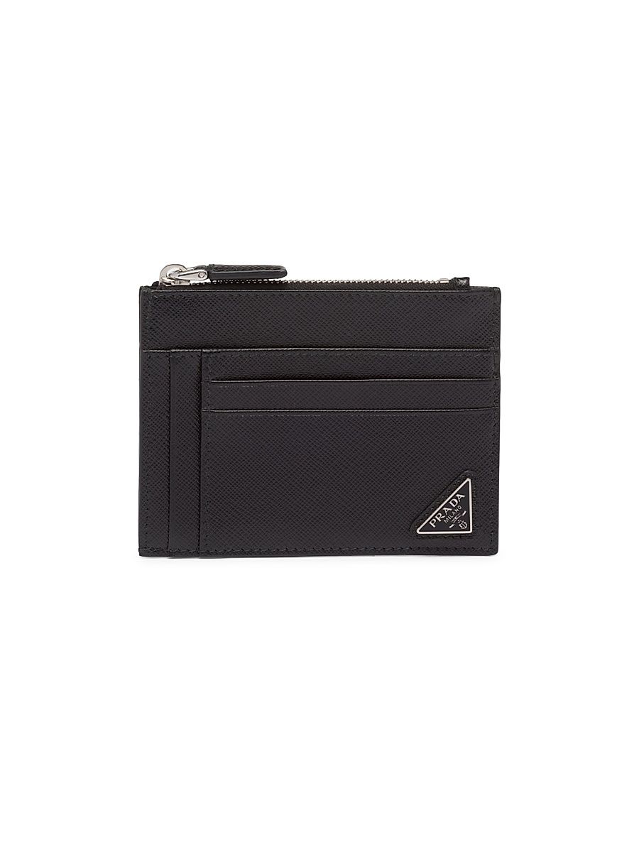 Men's Saffiano Leather Card Holder - Black