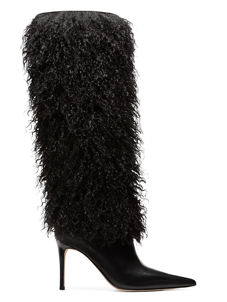 Women's Dawn 90MM Faux-Shearling & Leather Boots - Black - Size 10