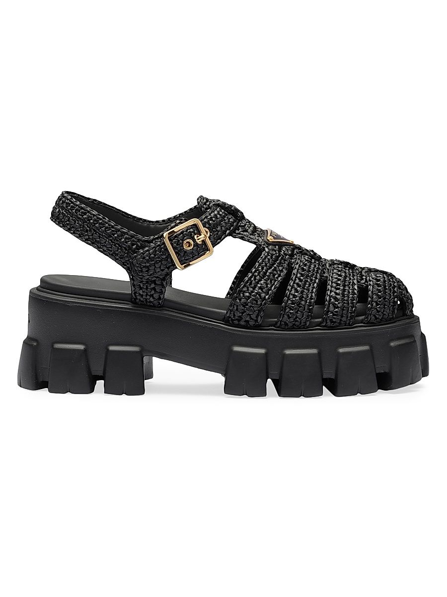 Women's Monolith Crochet Cage Sandals - Black - Size 9