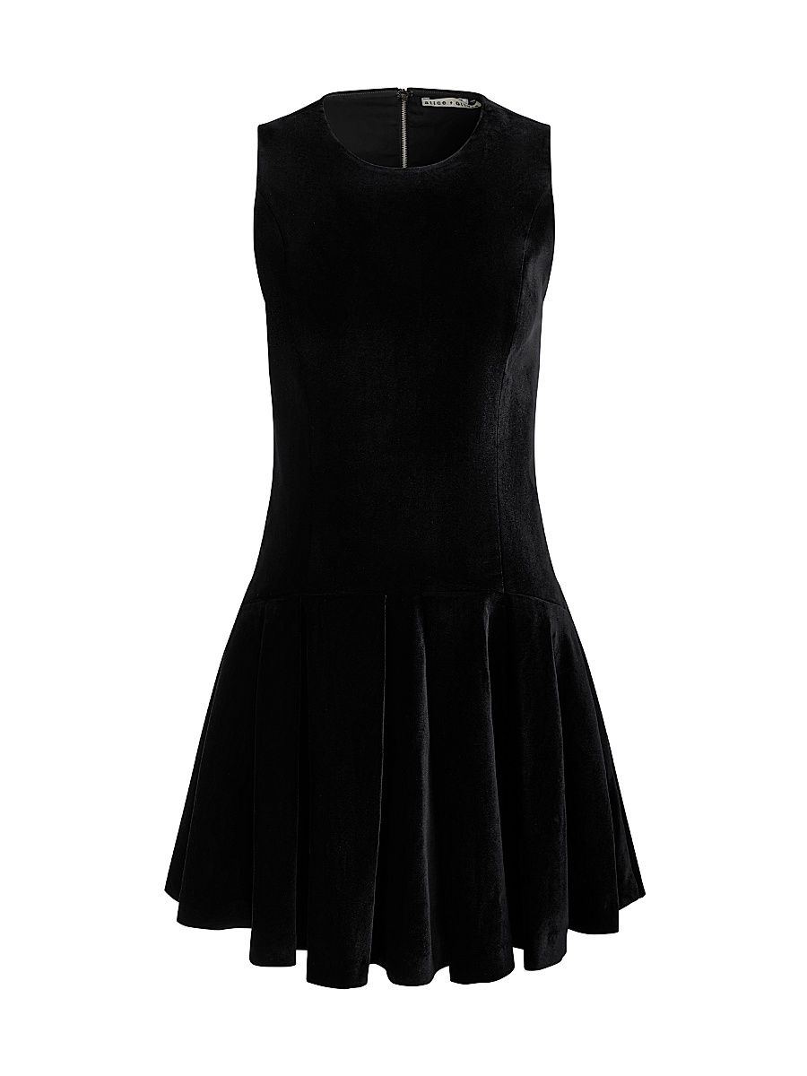 Women's Adley Velvet Drop-Waist Minidress - Black - Size 6