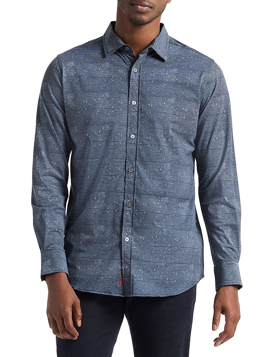Men's Doyer Button-Front Shirt - Blue - Size XXL