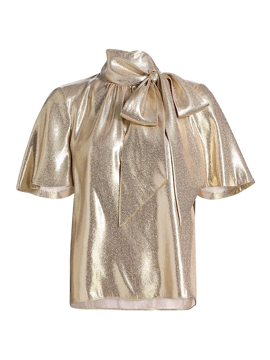 Women's Balinda Metallic Silk Top - Gold - Size Medium
