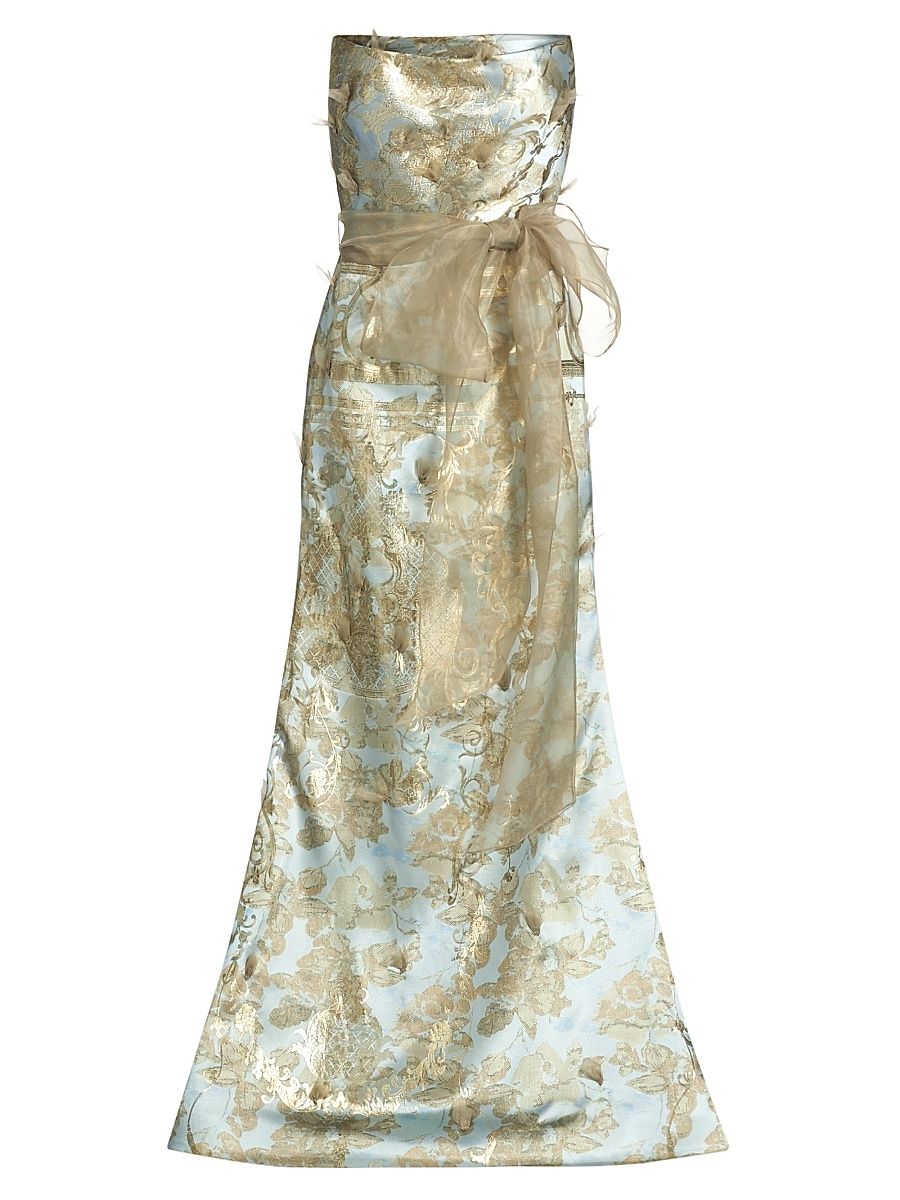 Women's Brocade Strapless Gown - Gold - Size 22
