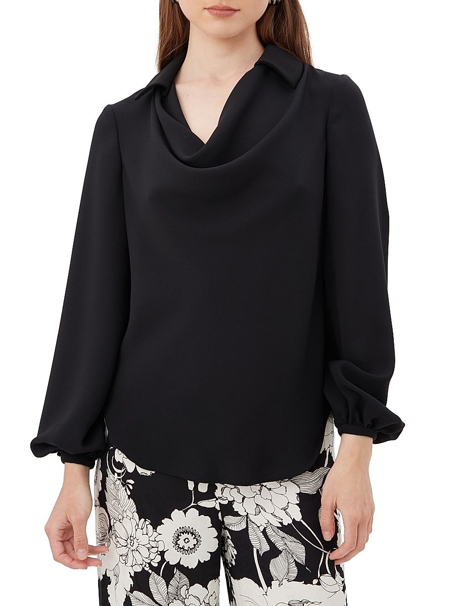 Women's Tanoshi Cowl Crepe Top - Black - Size XL