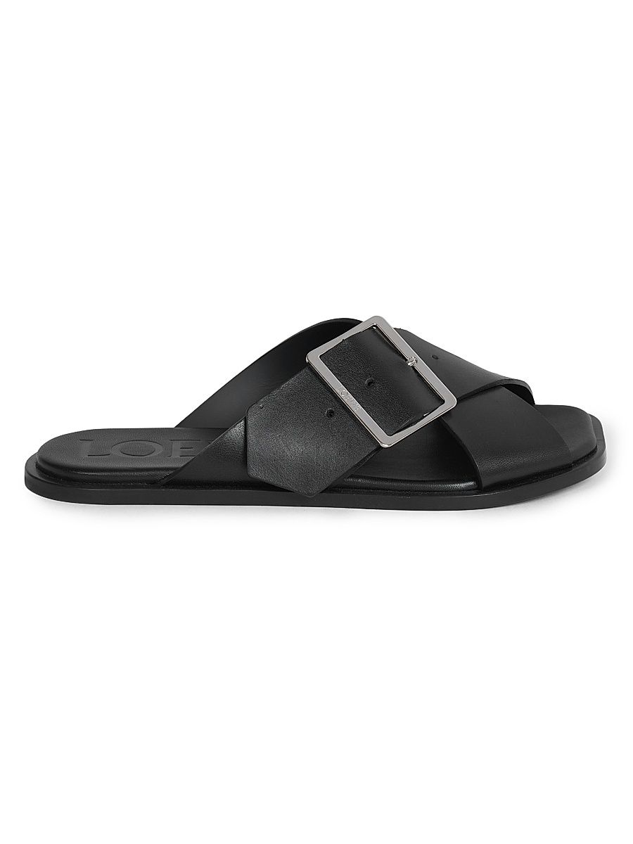 Women's Petal Belt Leather Sandals - Black - Size 11