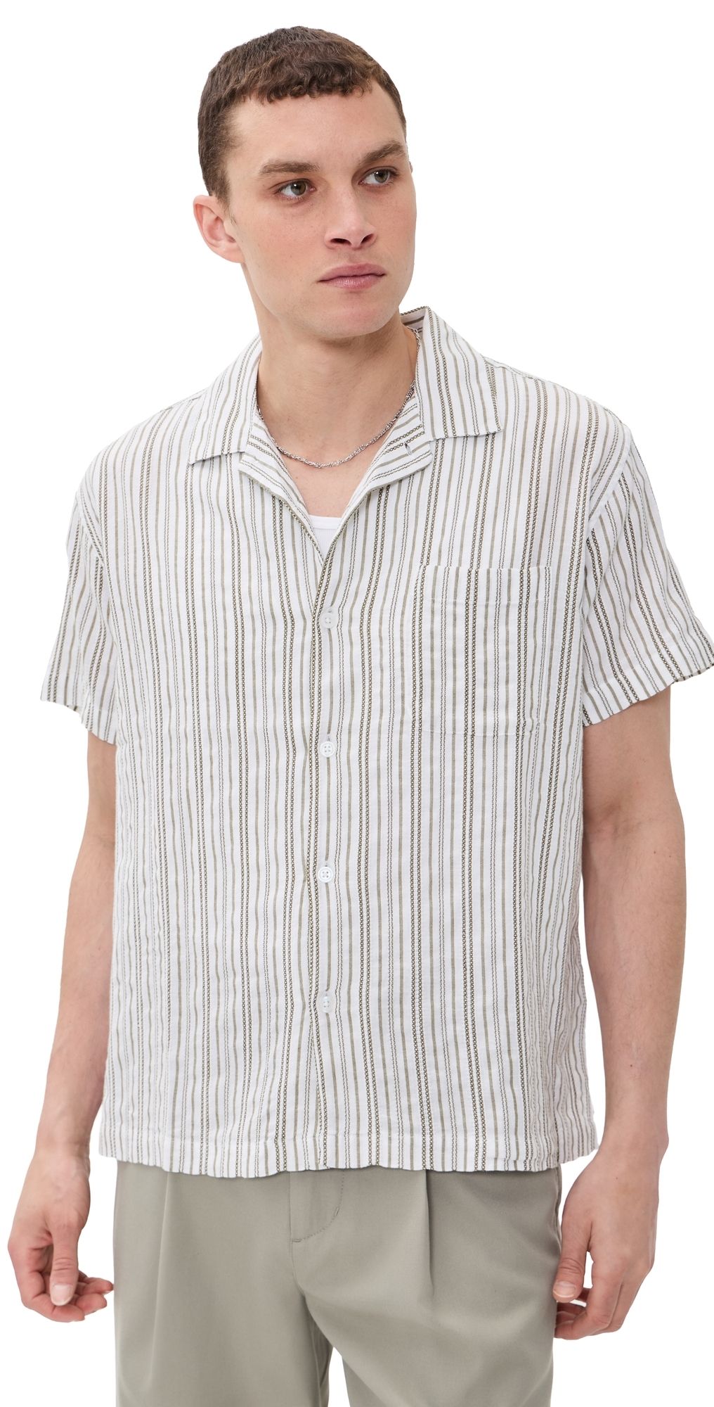 Obey Evans Woven Top Moss Green Multi S