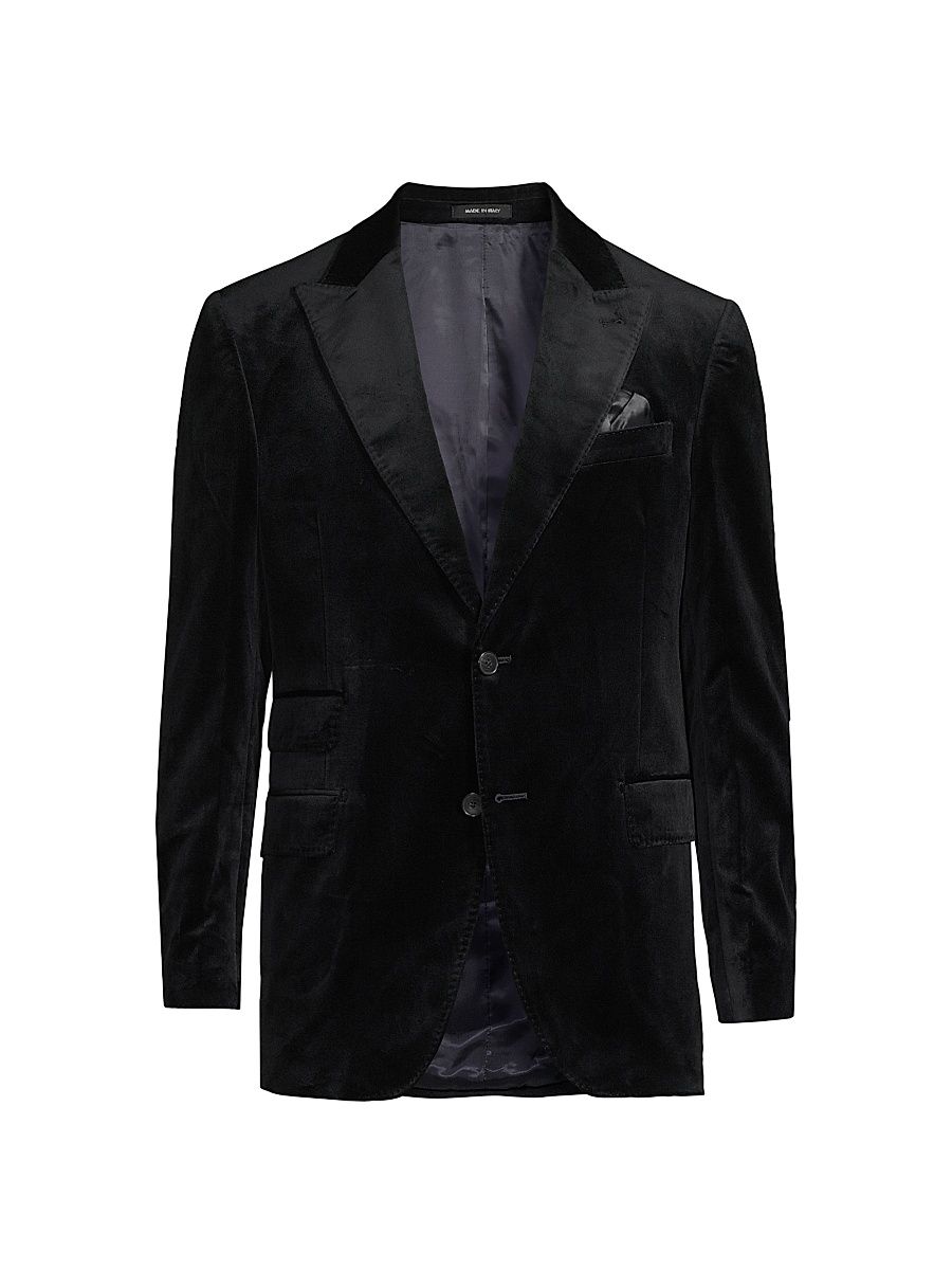 Men's COLLECTION Classic Velvet Jacket - Navy - Size 42