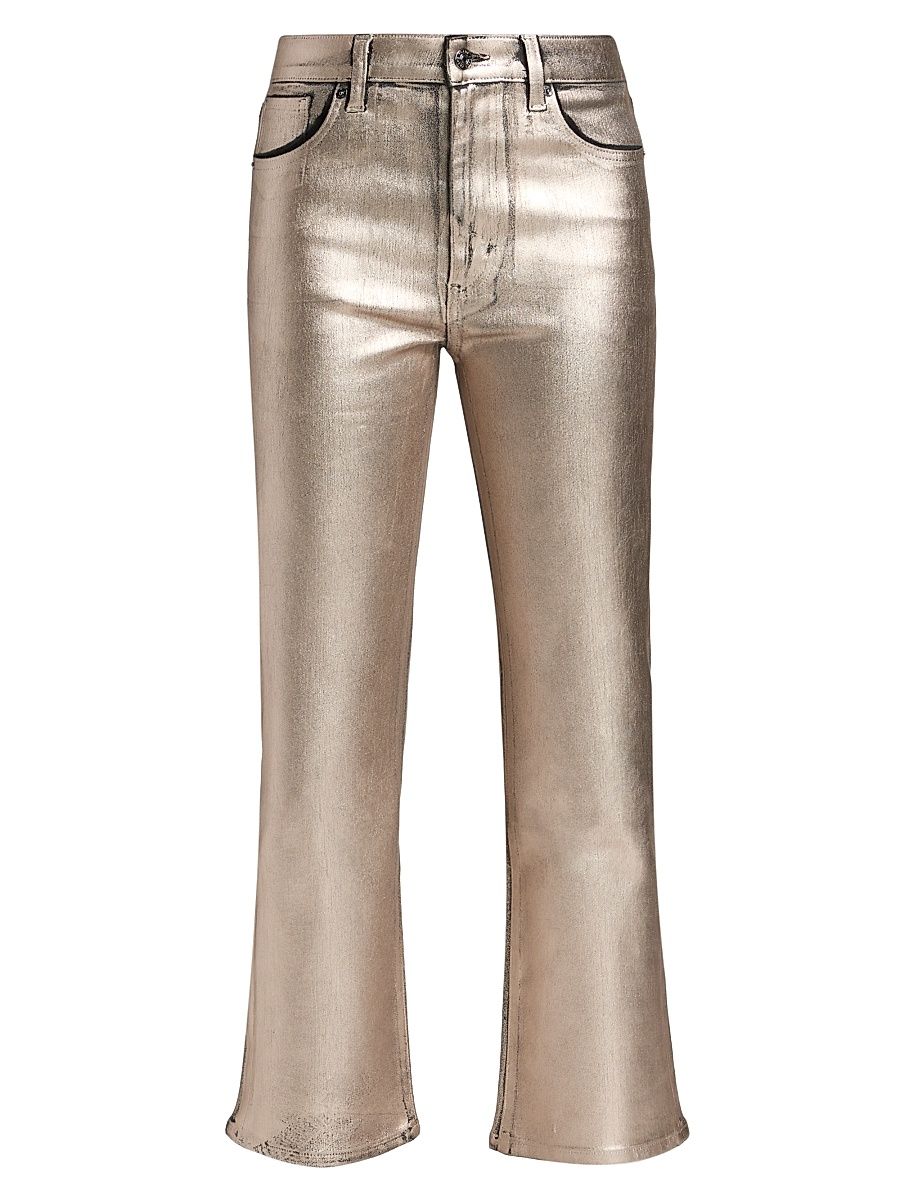 Women's The Reboot Metallic Crop Jeans - Champagne Coated - Size 32