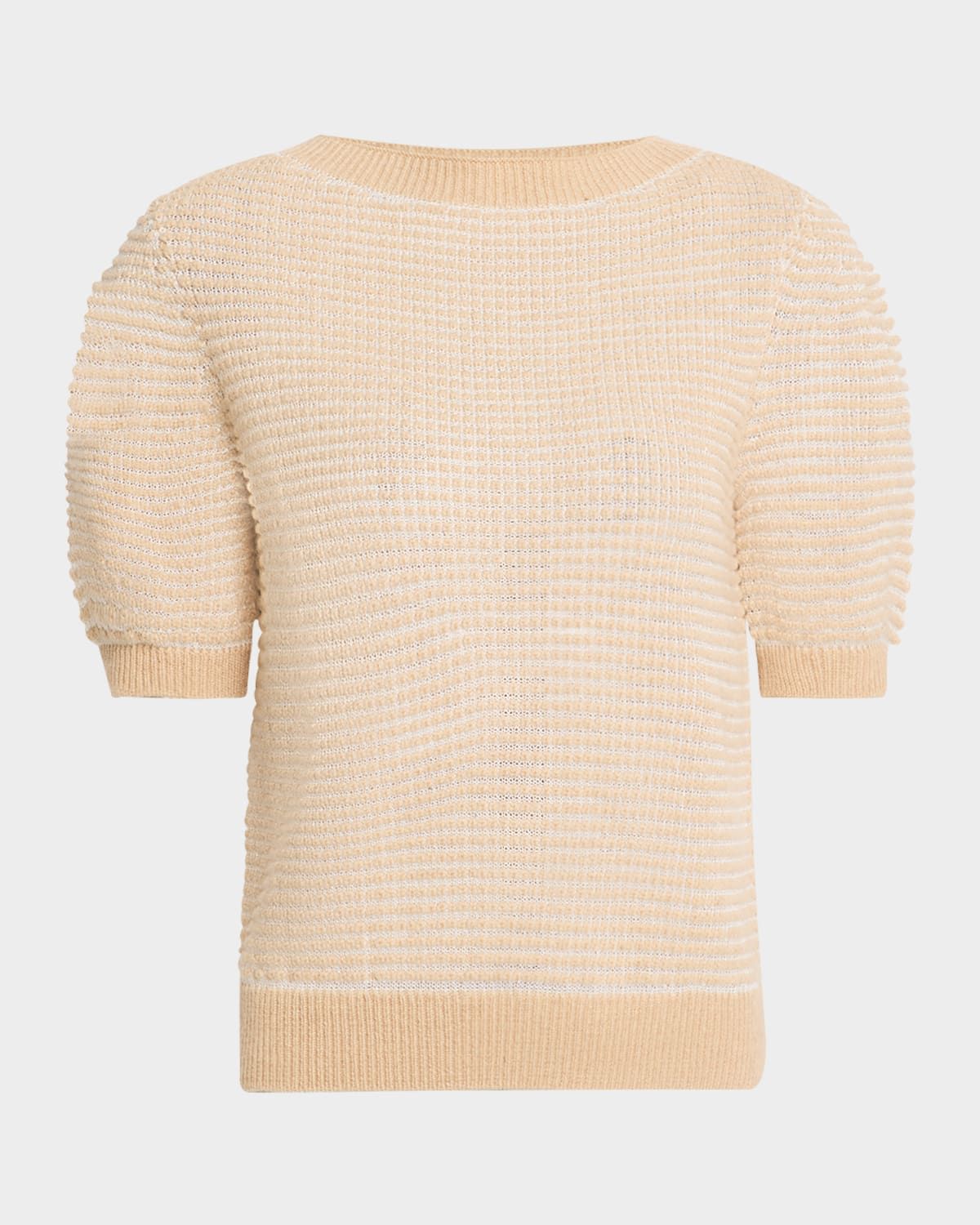 Puff-Sleeve Textured Stitch Sweater