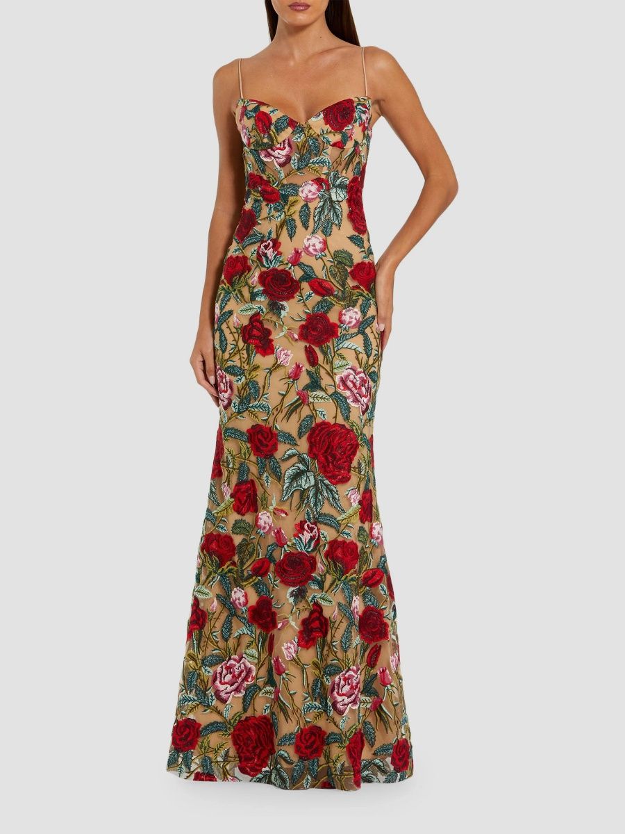 Mac Duggal Women's Ieena Floral Embroidered Gown - Beige Multi - Size 10