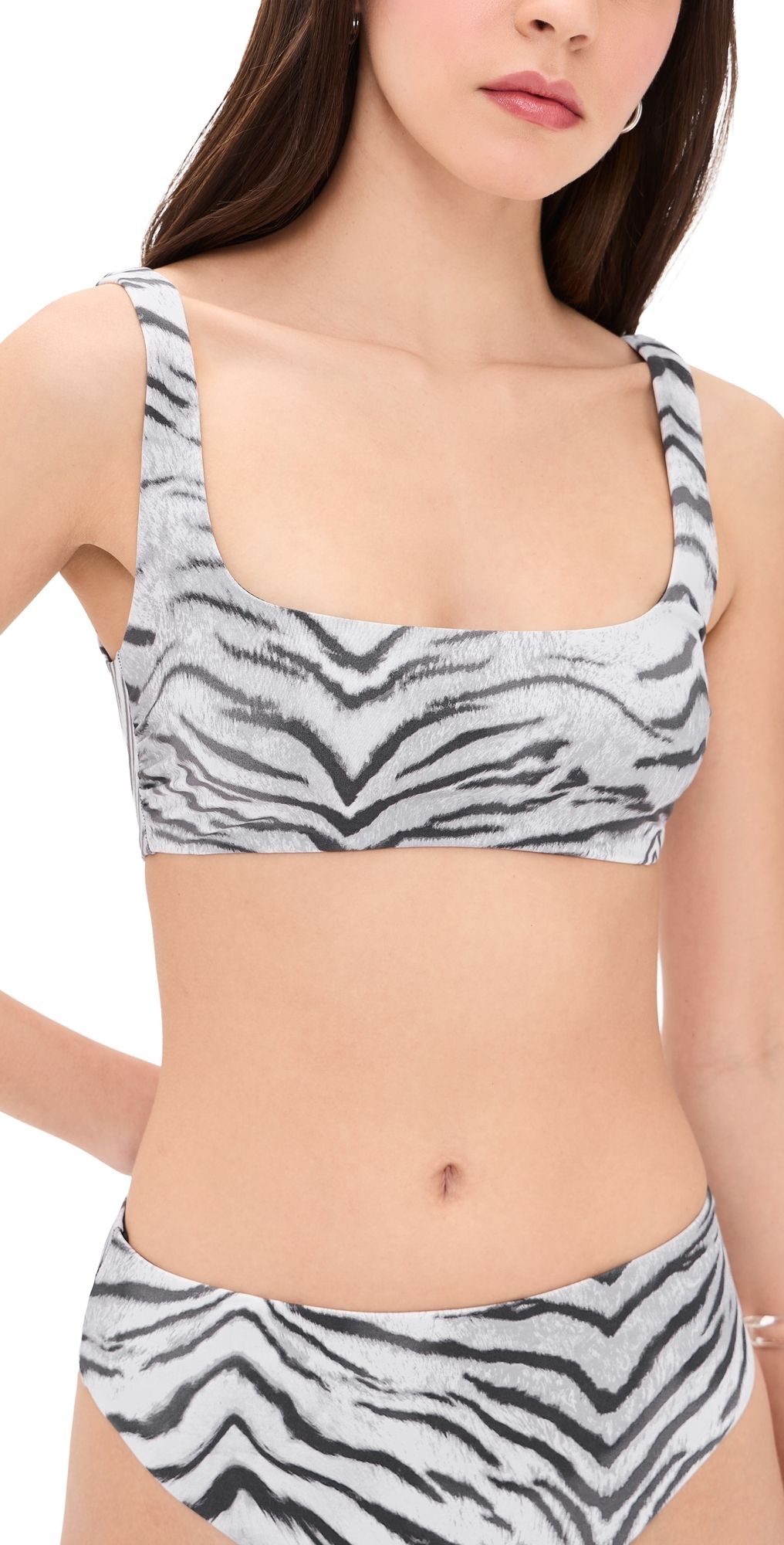 Good American Matte Khloe Bikini Top Black And White Tiger 1XL