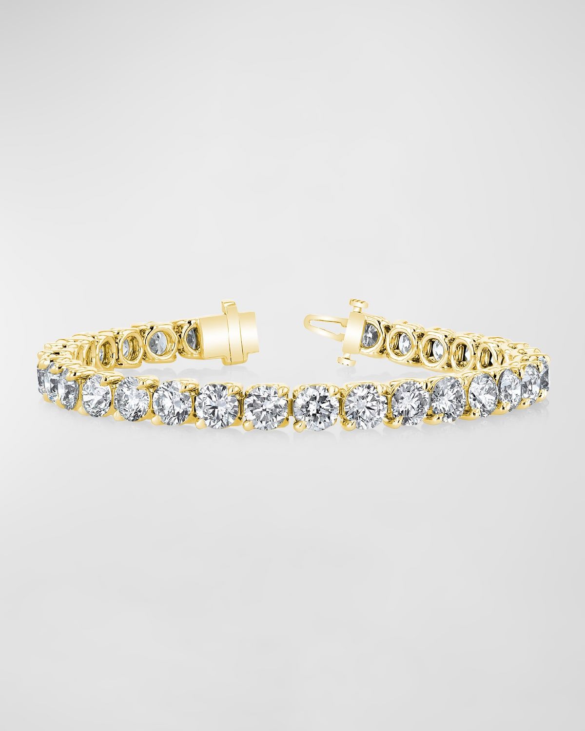 18K Gold Round-Cut Diamond Buttercup Tennis Bracelet, 16.50tcw, 7"L