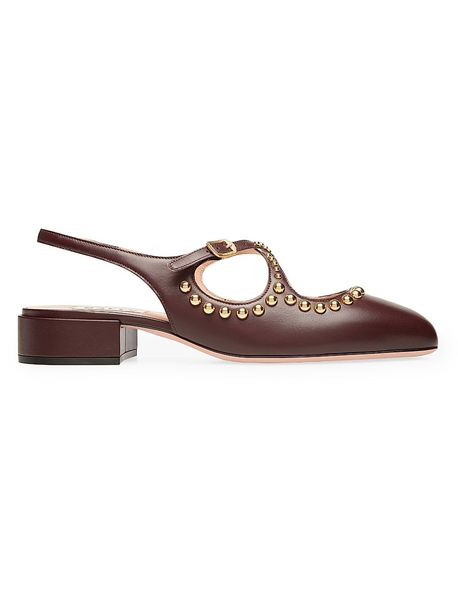 Women's Blariska 30MM Studded Leather Slingback Pumps - Bitter - Size 7.5