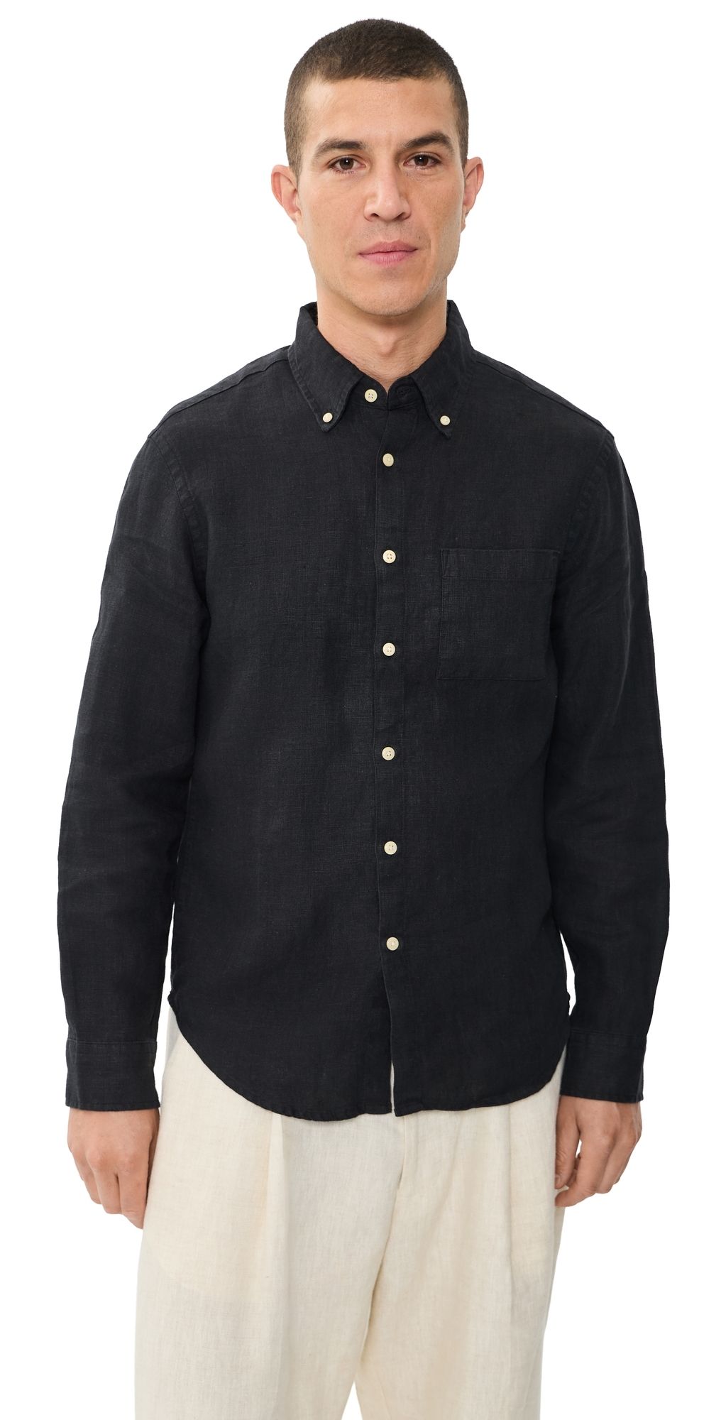 Alex Crane Linen Playa Button Down Shirt Night S