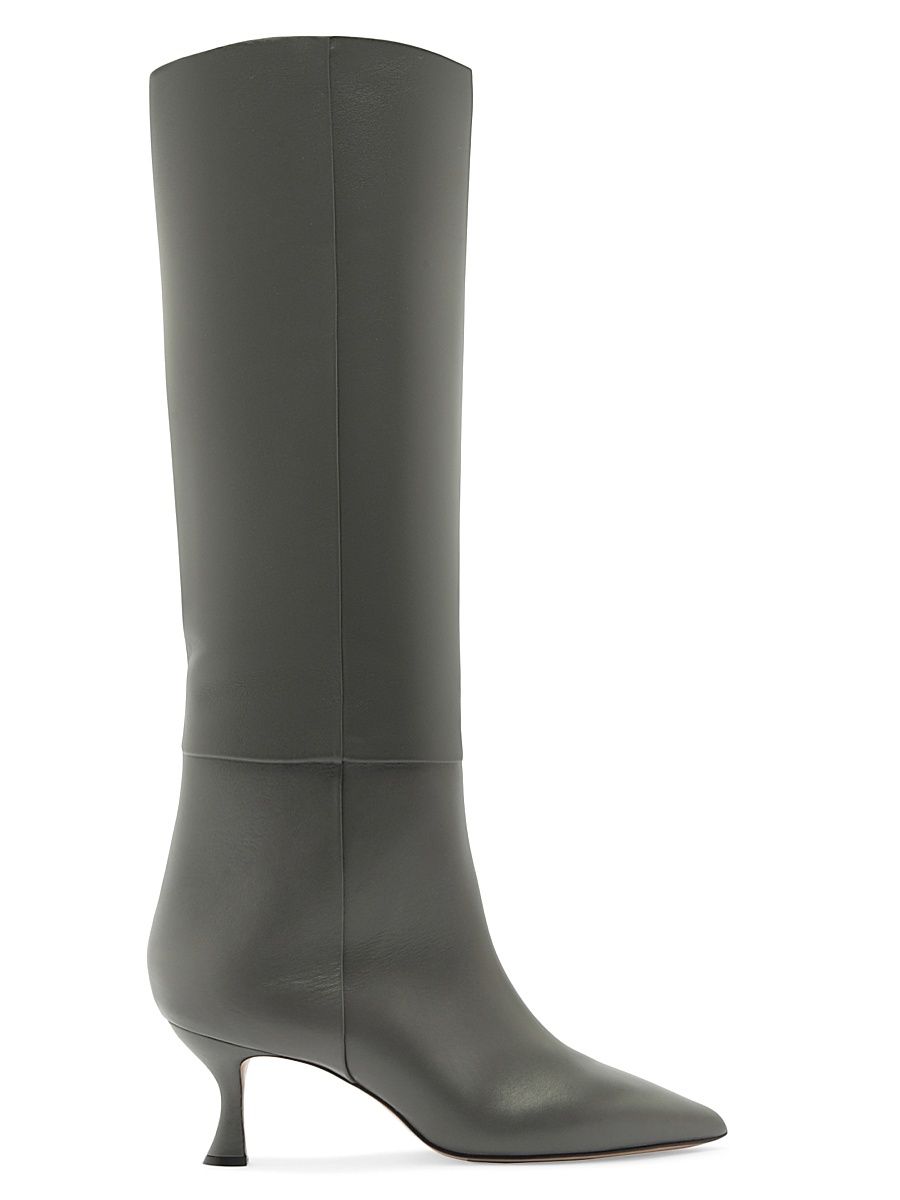 Women's Brena 60MM Leather Knee-High Boots - Cement - Size 7.5